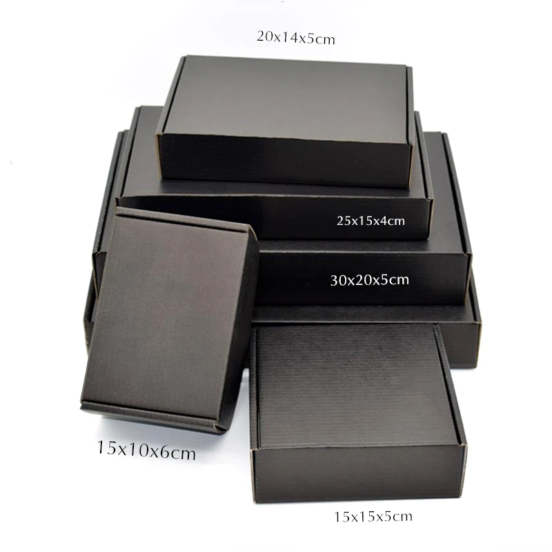 Black Color Packaging Box, Small Gifts Box, Kraft Paper Box for Wig Jewelry, Custom Printed Logo, 5 Pcs, 10Pcs