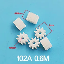102A 0.6M Pinion 10 Tooth OD=7mm 2mm Tight Fitting Modulus 0.6 POM Plastic Cog Wheel DIY Model Toy Accessories