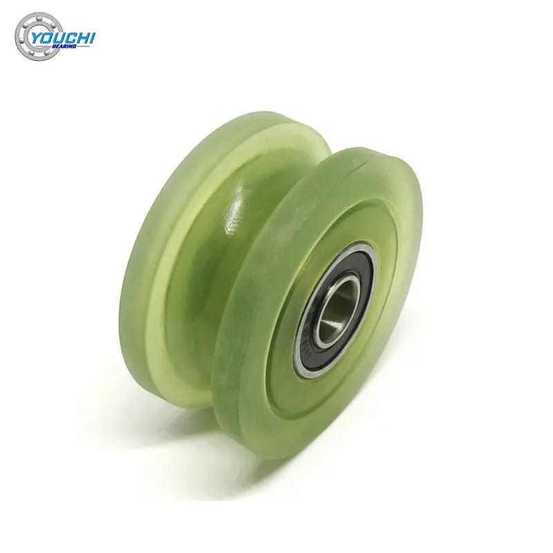 2pcs OD 40mm Polyurethane U Groove Roller With Double 6008RS Bearings 10x40x18mm PUUT680040-18 Robotic Hand PU Rubber Bearing