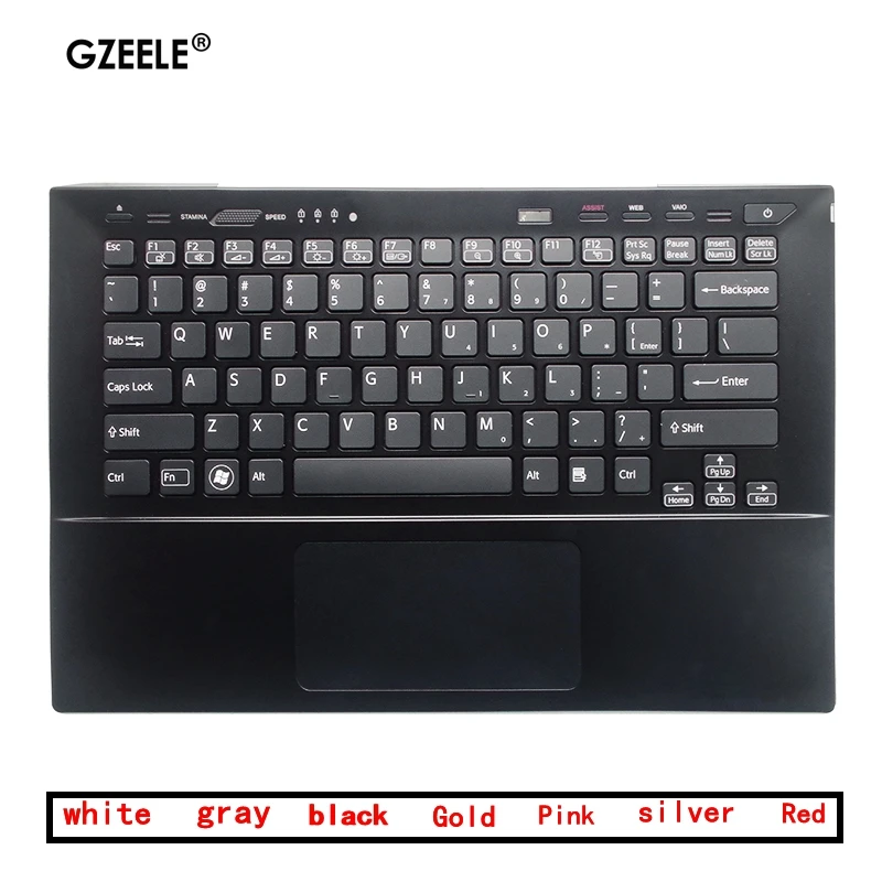 

GZEELE NEW for sony vaio SVS13A SVS131 SVS131A SVS13A2S1 SVS131A11T SVS13 Palmrest Upper cover keyboard bezel touchpad C case