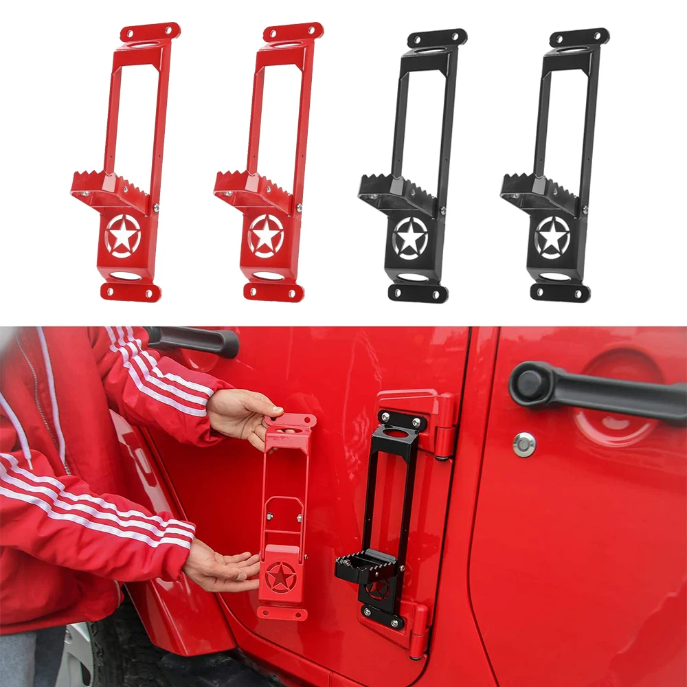 

Door Hinge Step Foot Pedal For 2007-2018 Jeep Wrangler JK JKU JL Unlimited Gladiators JT Car Doors Metal Step Plate Accessories