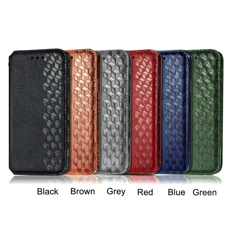 10Pcs PU Leather Wallet Flip Phone Cover TPU Lattice Case for ZTE A7S 2020 Blade20 Smart AXON 30ultra Libero 5G  Nubia Z30 Pro