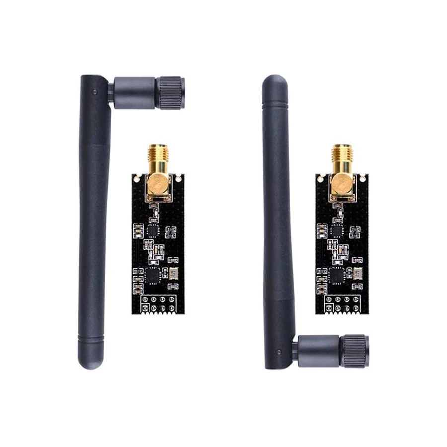 Módulo transceptor RF sem fio com antena SMA, 2.4G, 1100m, compatível para Arduino Raspberry Pi, NRF24L01 + PA + LNA, 2pcs