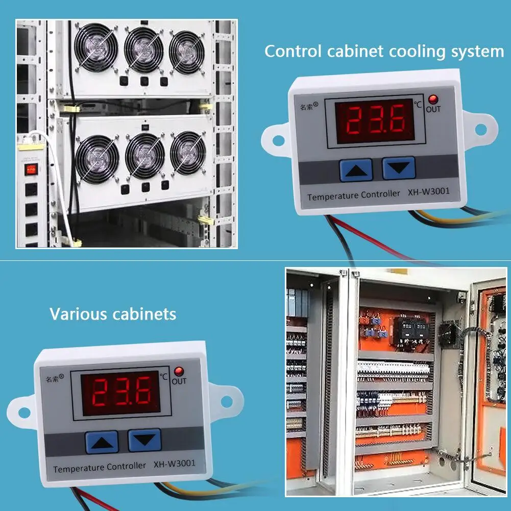 XH-W3001 W3001 Temperature Controller Digital LED Temperature Controller Thermometer Thermo Controller Switch Probe DC12/AC220V