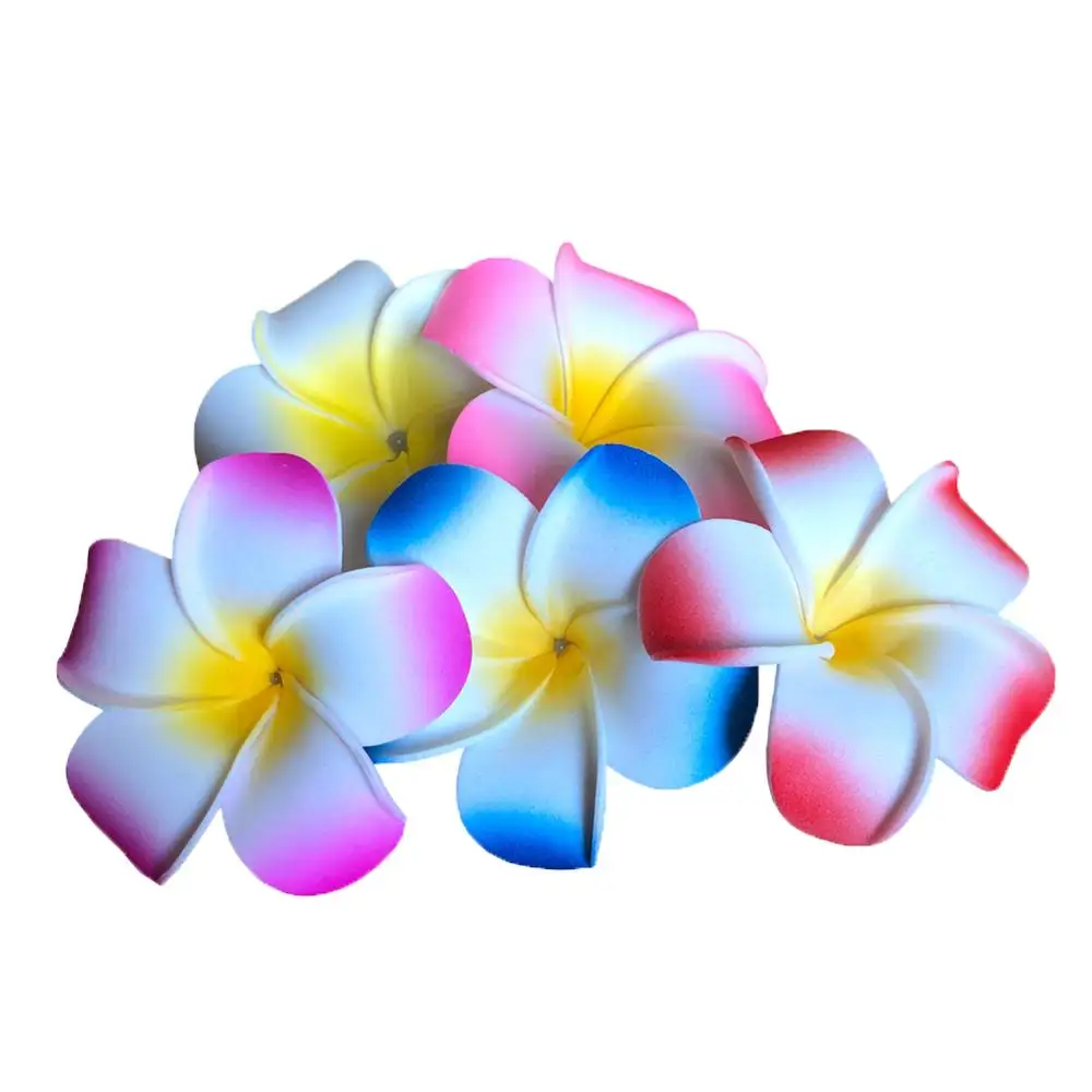 2 PCS SET Hawaiian Frangipani Plumeria Foam Head Flower Party Beach Hair Clips