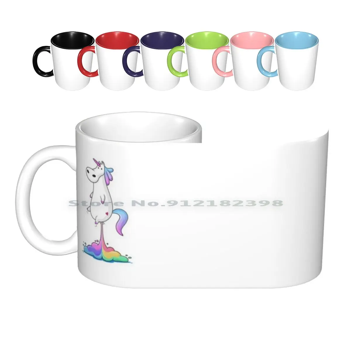 Unicorn Fart Ceramic Mugs Coffee Cups Milk Tea Mug Unicorn Animal Fart Rainbow Funny Fat Horse Cartoon Vector Fantasy Creative