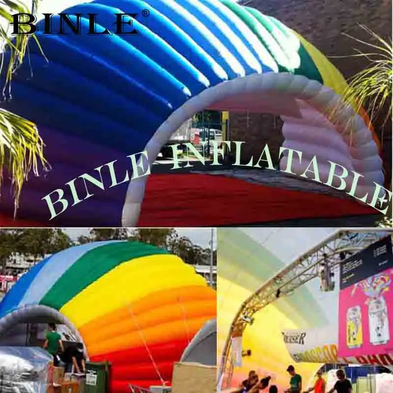 Colorful rainbow effect inflatable stage shell tent giant inflatable event marquee temporary band shelter for party and events