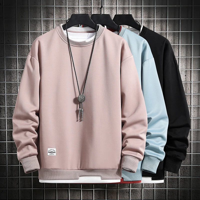 Hot 2023 New Spring Autumn Solid Color Casual Mens Sweatshirts Men Fashion Harajuku Streetwear Hoodies Sweatshirt Tops