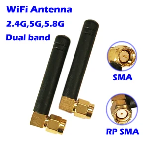 Antena WiFi 2.4 G Hz/5.8 G Hz Dual Band 3dbi RPSMA/SMA Konektor Karet Aeria untuk Mini Kartu PCI Kamera Adaptor USB Router Jaringan 10 antena wifi pita ganda penjualan terbaik - №