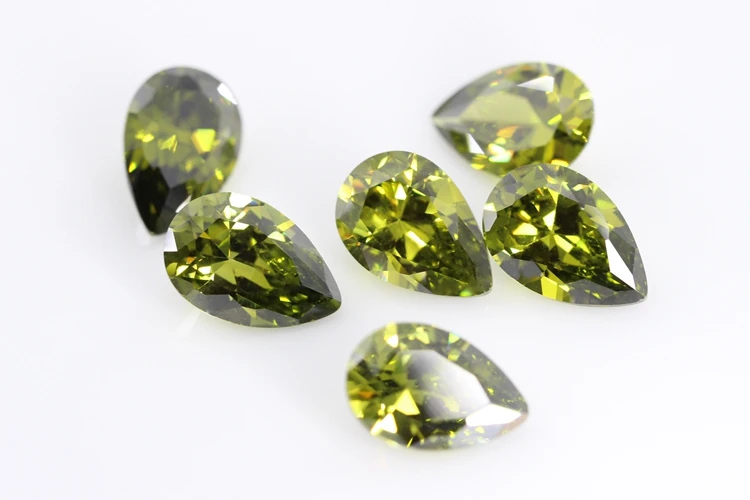 5A Pear Double CheckerBoard Cubic Zirconia Stone Multicolor Brilliant Cut Loose CZ Stones Synthetic Gems Beads For Jewelry