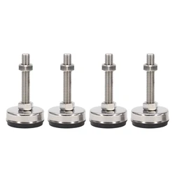 4Pcs Stainless Steel Dia 85mm Level Fixed Adjusting Feet with M16 Screw For Industry, Machinery Heavy Rubber Damping Pad