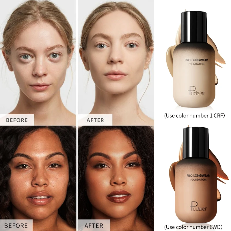 Pudaier Face Foundation Makeup Liquid Foundation Cream Matte Foundation Base Face Concealer Cosmetic Dropshipping Makeup TSLM1