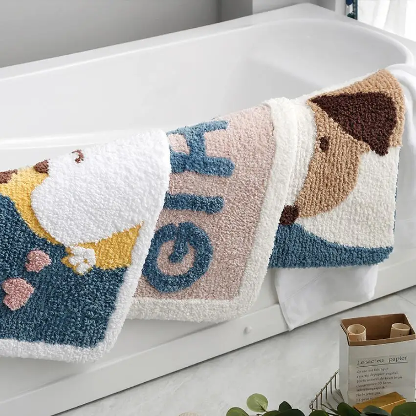 Cartoon Cat Dog Bathroom Carpet Microfiber Bathtub Side Non-Slip Bath Mats Toilet Rugs Doormat For Shower Tapis Salle De Bain