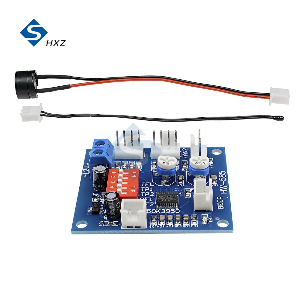 PWM PC CPU DC 12V  Fan Temperature Control Speed Controller Module Temperature Probe Buzzer High-Temp Alarm Speed Control