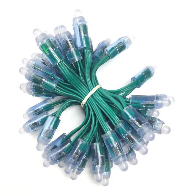 50pcs/lot DC5V WS2811 LED Pixel Module,Black/Green/White/RGW Wire String Lights Christmas Holiday,Addressable,IP68 waterproof