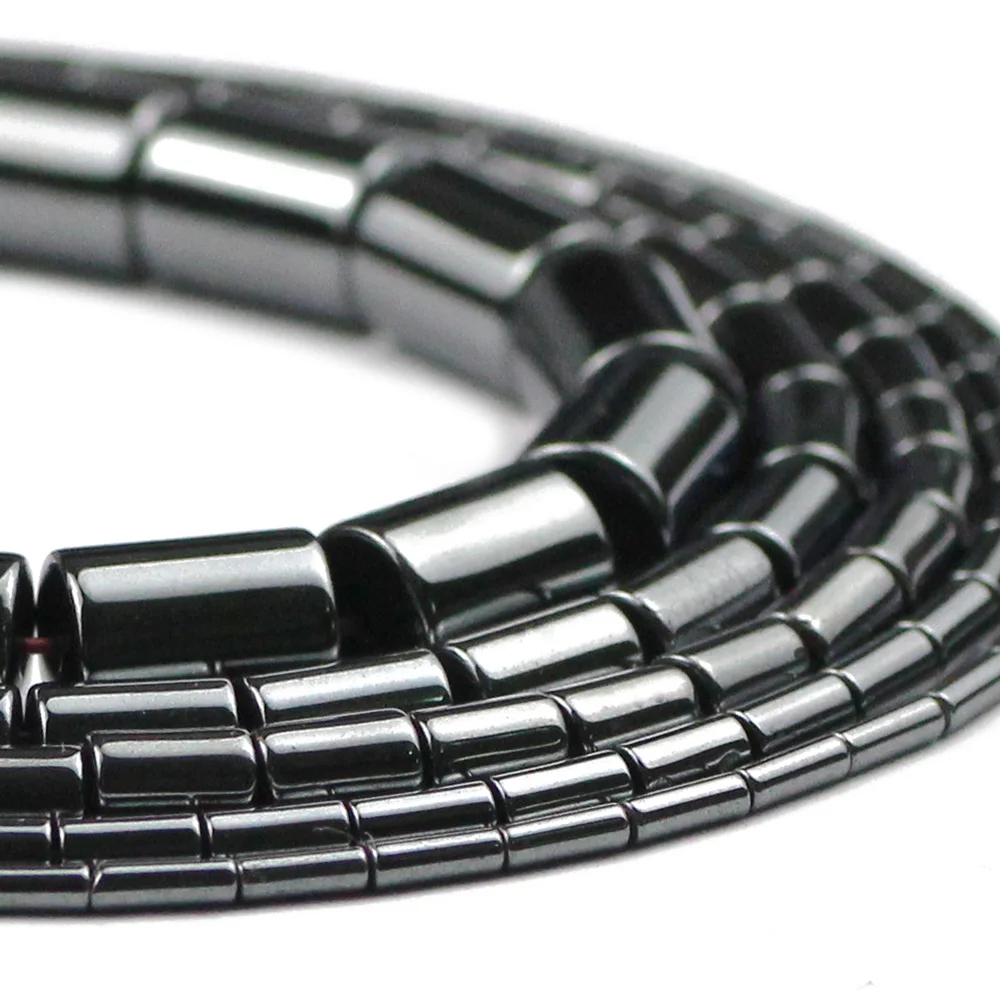 YHBZRET Cylinder Black Hematite Natural Stone spacer 1~8mm Loose beads For Jewelry making bracelets Necklace DIY accessories