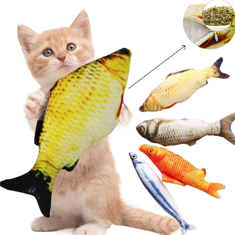 20/30/40 Creative Cat Toy 3d Fish Simulation Soft Plush Anti-Bite Catnip Interaction Chewing Fake Cat Fish Toy Pet Supplies