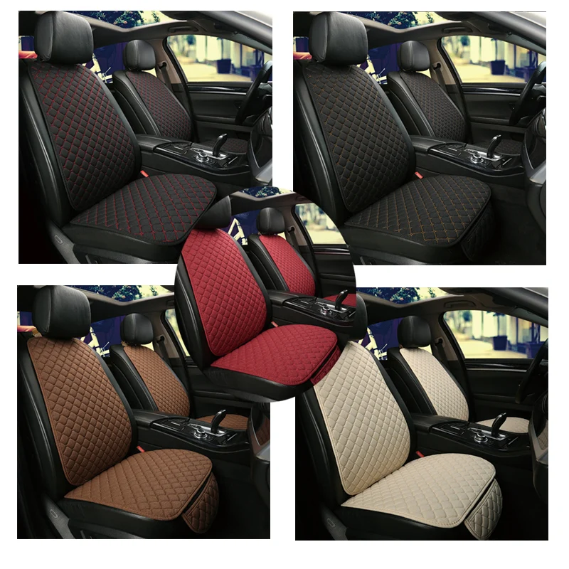 5 Seat/7PCS Flax Car Seat Covers Set Universal Fit Most Auto Protector with Backrest Automobile Line Summer Cushion Pad Mat