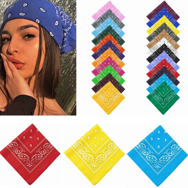 KISS WIFE Bohemian Print Bandana Hair Bands for Girls Women Kids Unisex Square Scarf Turban Headband Hair Accessories