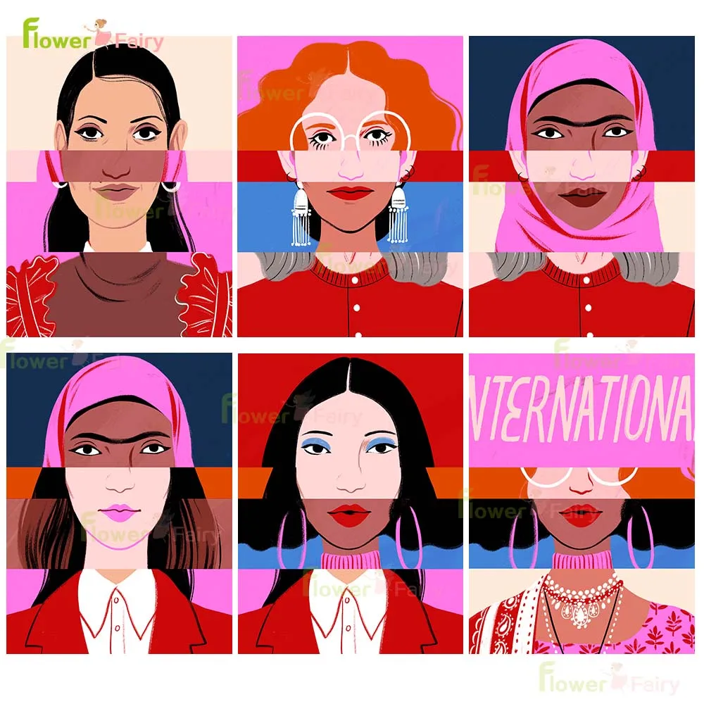 International Girl Power Woman Equality Nordic Poster Friendly Wall Art Canvas Painting Wall Pictures For Living Room Unframed