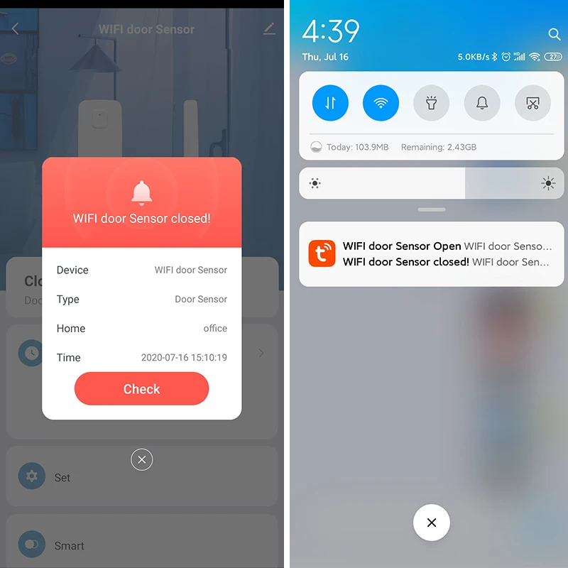 Tuya WiFi Door Window Sensor, Smart Home Door Open/Closed Detectors, Smartlife APP Window Sensor Work with Alexa,Google Home