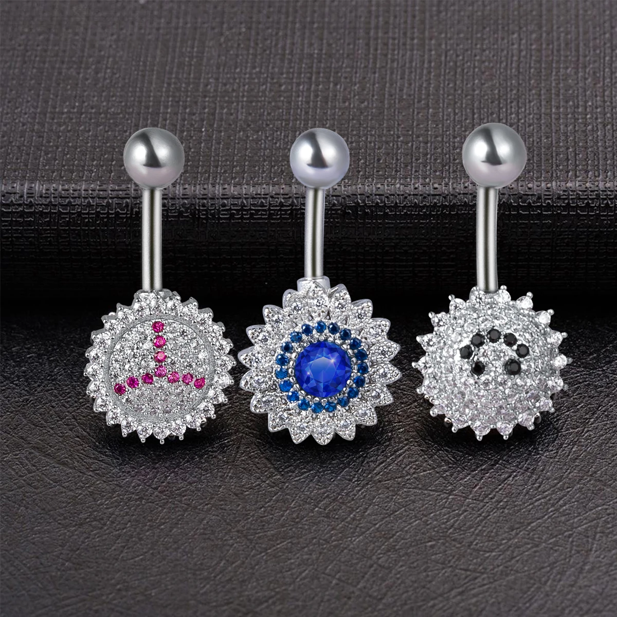 1Pc Surgical Steel Belly Button Rings with 14G Titanium Bar,  Hypoallergenic Dangle CZ Navel Rings Barbell Body Piercing Jewelry