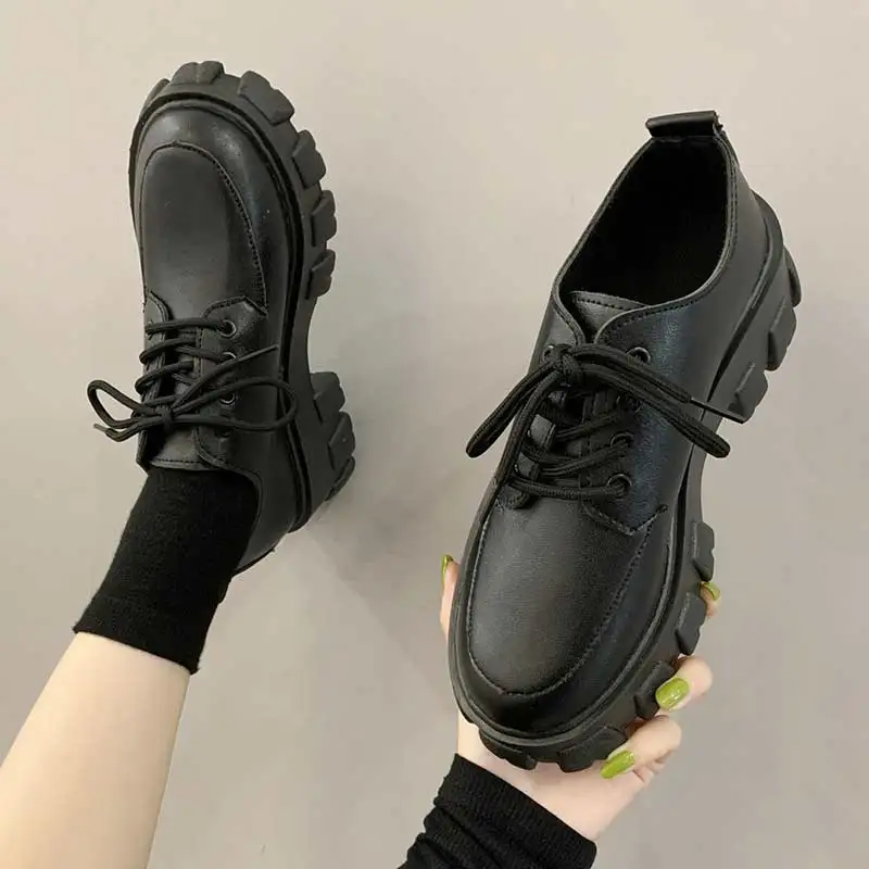 

Women Platform Shoes Thinken Heel Chunky Sneakers Punk Boots Shoes Height Increasing Botas Mujer 2021 Winter Boots British Style