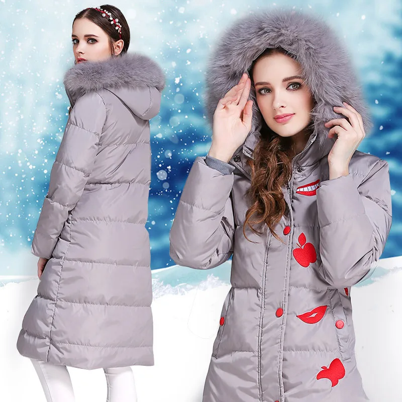 Down Style Chinese Jacket Woman Hooded Winter Long Coat Women Fox Fur Collar Parka Ladies Coats Chamarras De Mujer KJ648 s