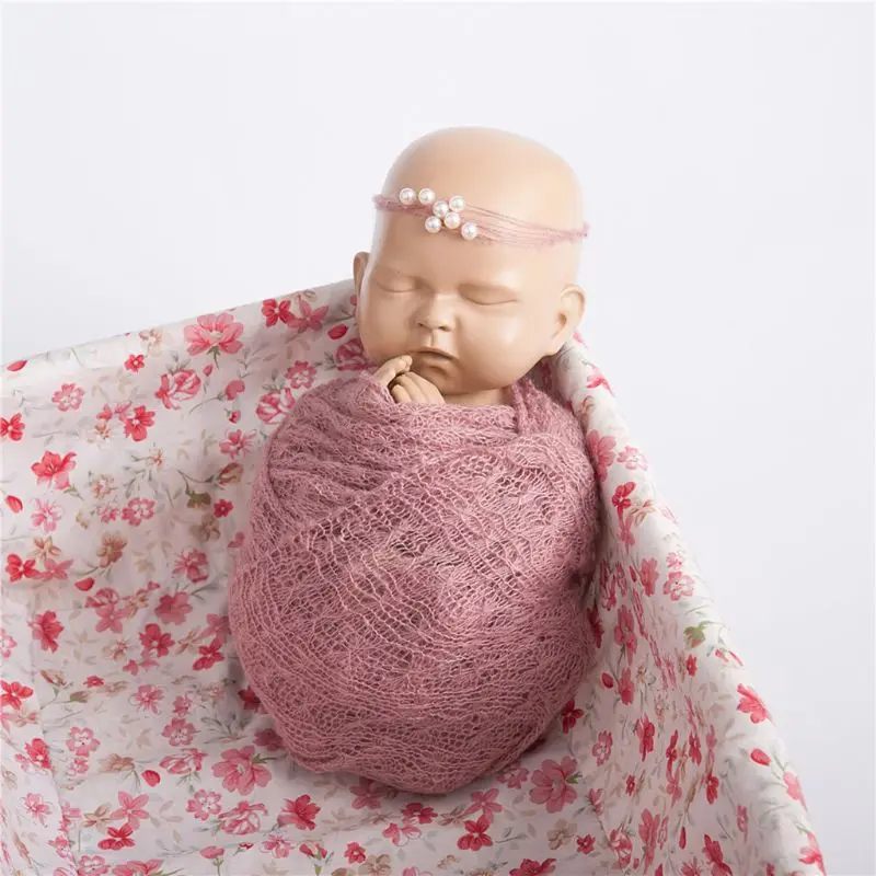 2 Pcs/set Newborn Photography Props Blanket Baby Blanket Wraps Stretch Knit Swaddle Wrap Baby Photo Shooting Cloth Accessories