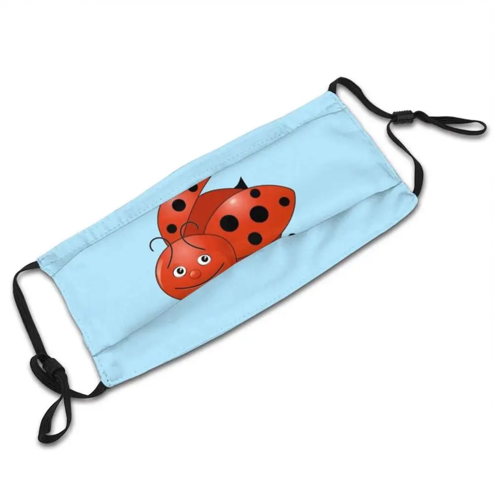 Maschera coccinella filtro lavabile fai da te Pm2.5 bocca trend divertimento bambini primavera coccinella margherita dente di leone erba sole macchie rosse pois