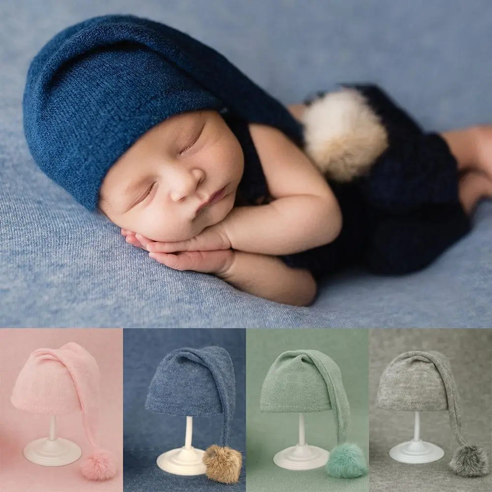 Recém-nascidos Fotografia Chapéu, Gorros, Bola De Pele De Malha, Photo Studio Props, Acessórios, 1 Pc