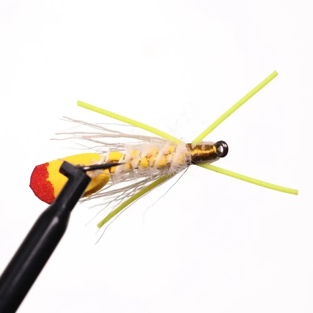 Bimoo 8PCS Yellow Hopper Madam X Dry Fly Size #10 Fresh Water Flies Terrestrials Fly Brown Rainbow Cutthroat Trout Fishing Lures