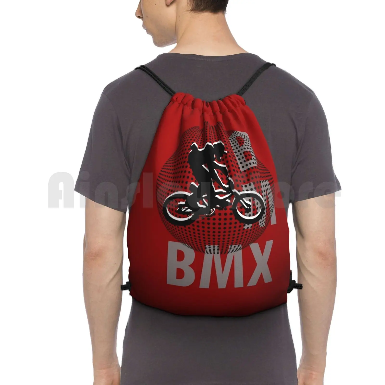 

A Bmx Backpack Drawstring Bags Gym Bag Waterproof Bmx Bike Cycling Bmx Extreme Sports Vector Geek Graphic Vector