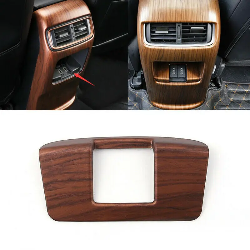 For Honda CRV CR-V 2017-2020 ABS Wood Grain Rear Row Charging USB Cover Trim 1pcs Car modification Auto parts