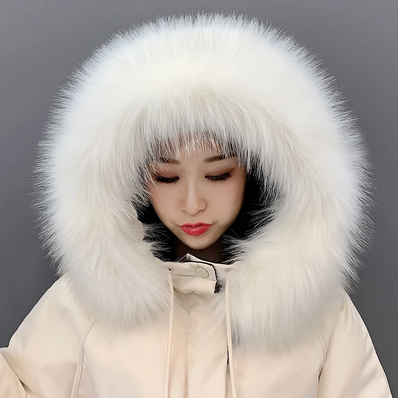 2021 New Faux Fur Collar Winter Women Scarf Fake Raccoon Fur Shawl for Coat Luxury Female Fur Scarf for Hood