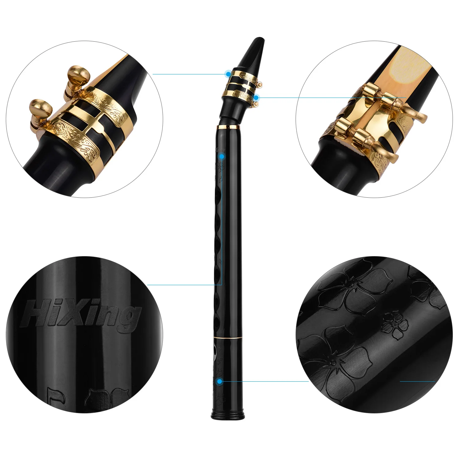 HiXing C Key Mini Pocket Saxophone Sax ABS Material with Mouthpieces 10pcs Reeds Carrying Bag ammoon ​Bb Sax Woodwind Instrument