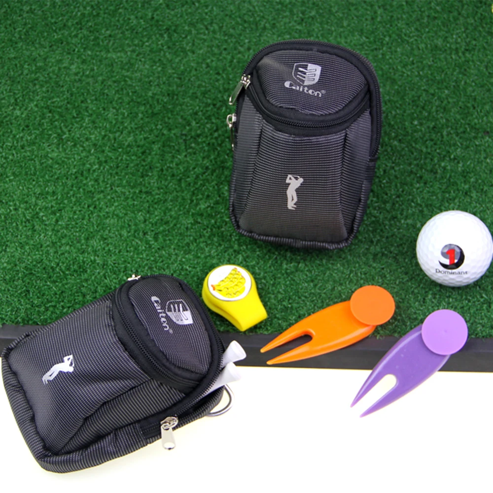 GLOOF-bolsa con cremallera para pelotas de Golf, herramienta de Divot, bolsa de almacenamiento de accesorios de marcador de bolas de lona, pequeña y portátil, 1 ud.