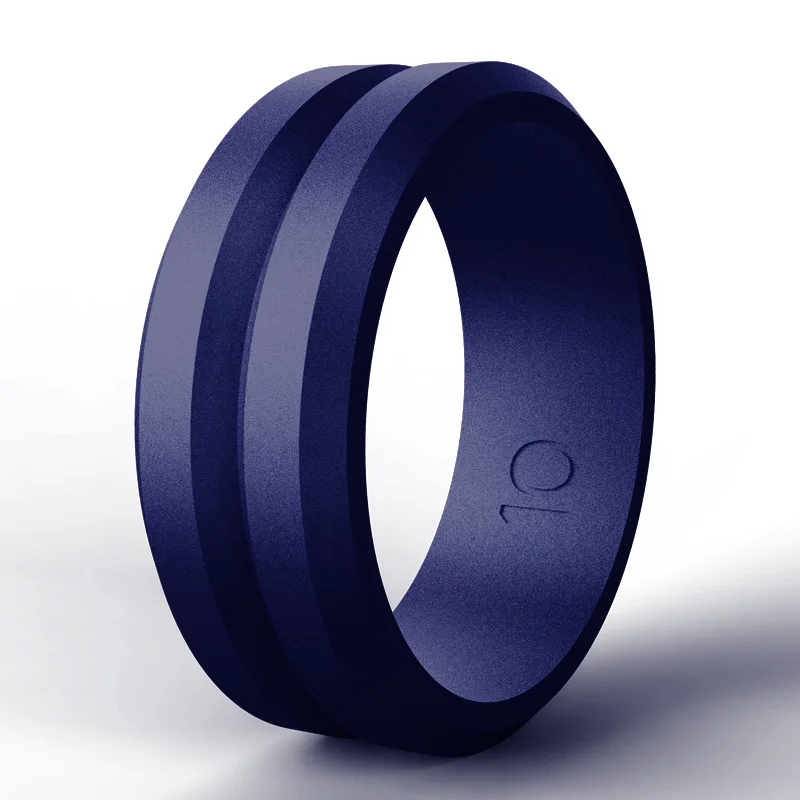 7 Color 8MM 100% Natural Silicone Ring Hypoallergenic Crossfit Flexible Silicone Rubber Wedding Bands for Men Women Casual Anel