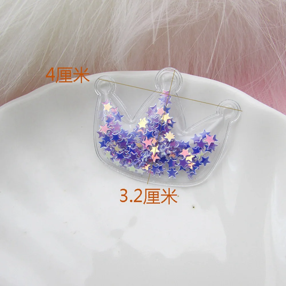 100pcs/lot Fantasy Transparent PVC crown mouse head patch applique with Stars Sequin For Clothes Cake Clip Headwear Accessories