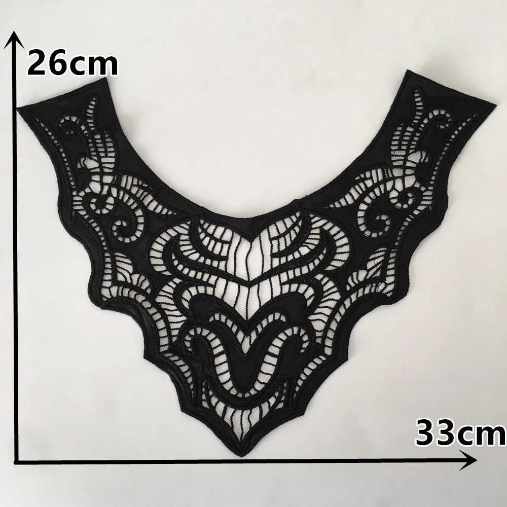 Black Flower Leaf Embroidery Organza Collar Venise Lace Flowers Neckline Collar Applique Trim and Lace fabric Sewing Supplies