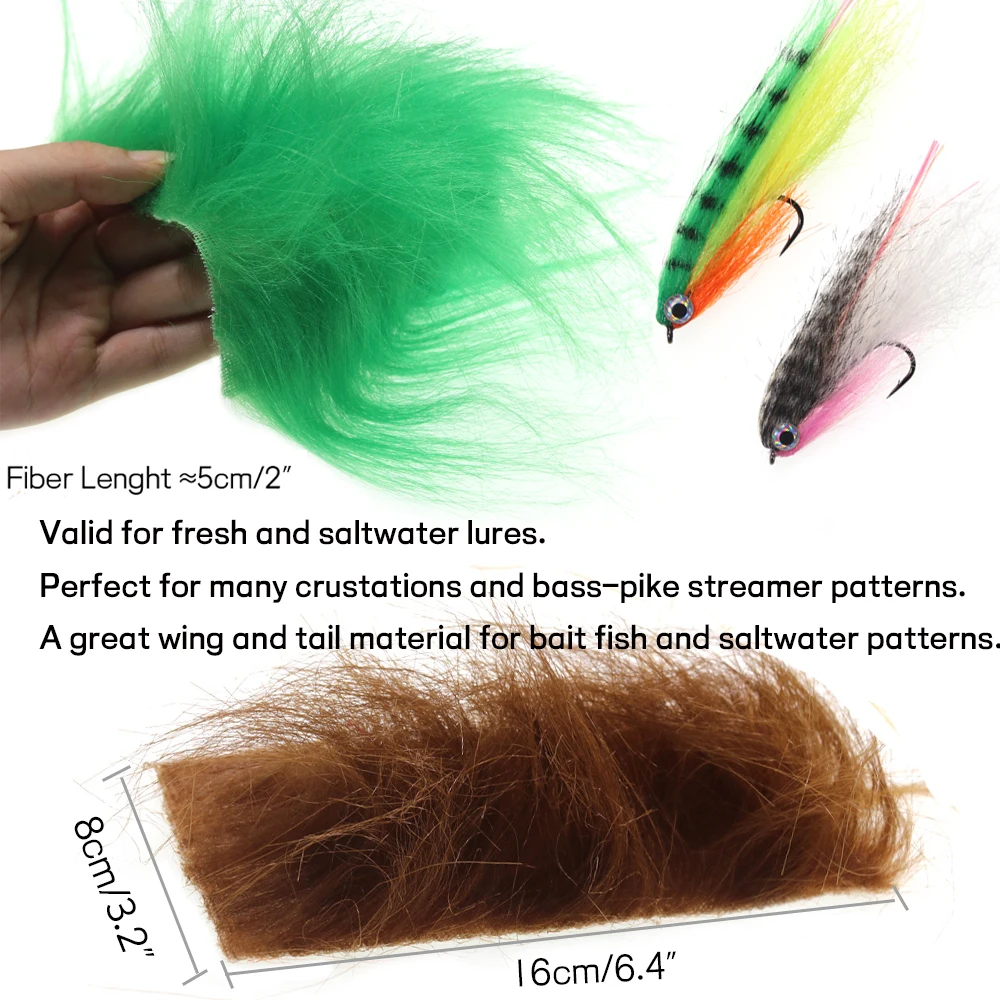 WIFREO 2PC Fly Tying Long Hairy Craft Fur artificiale sintetico soffice fibra Fly Body & Tail materiali per Pike Bass acqua salata Fly