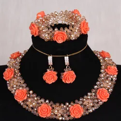 Dudo Champagne African Nigerian Coral Beads Necklace Jewelry Set 2023