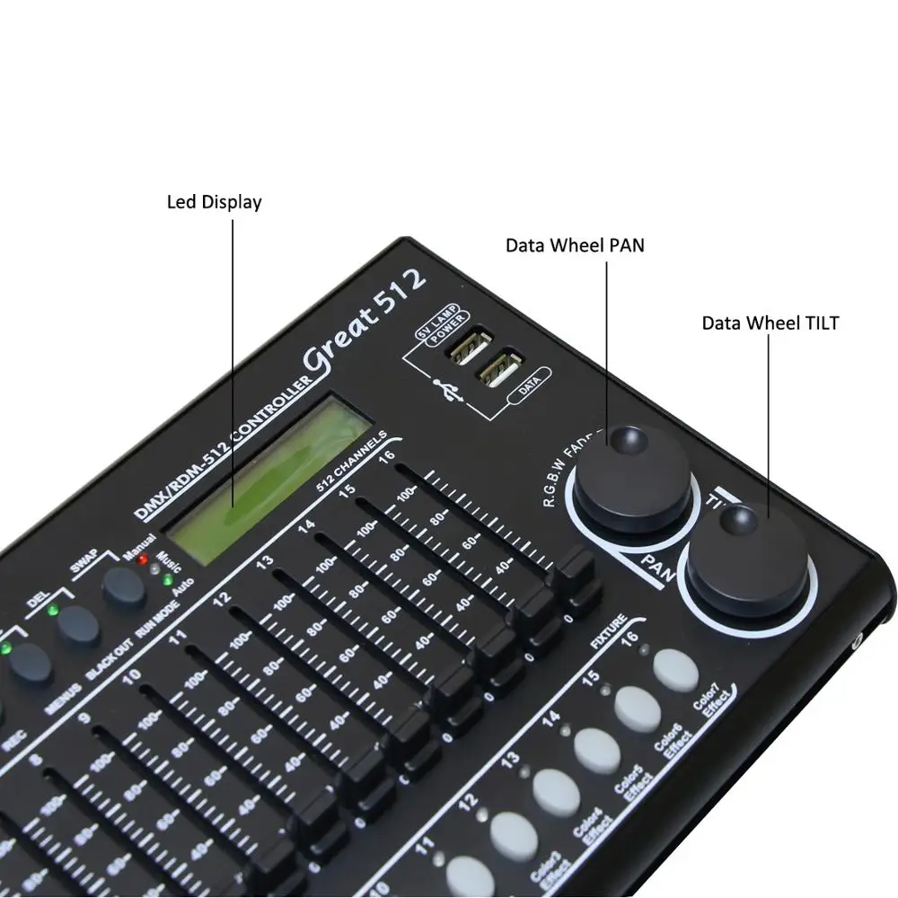 Imagem -06 - Controlador de Palco 512 Canais Console Dmx512 Dmx Controle Rdm Funciona com Usb Banco de Energia Luz para Palco Equipamento dj