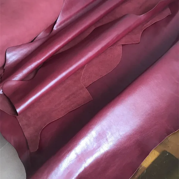 A grade genuine Dark red top layer cowhide leather,1.2mm thin leather for wallet bag diy