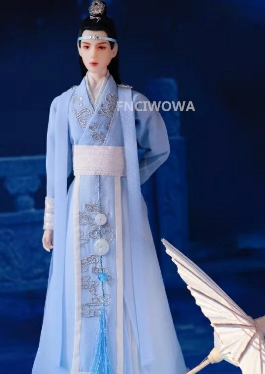 1/6 BJD Hình Quần Áo Búp Bê Các Untamed Lan Wangji Vương Yibo Xanh Dương Bộ Tự Làm Nam Trung Quốc Trang Phục Highend Dành Nghệ Thuật bộ Sưu Tập