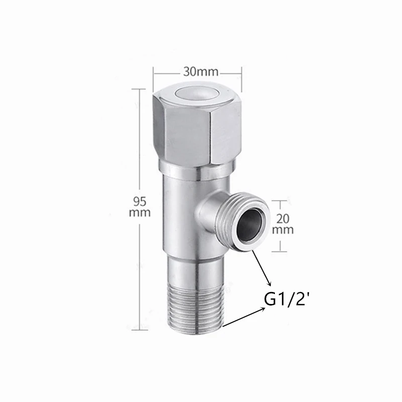 Válvulas de ângulo de aço inoxidável 304, acessórios de banheiro e cozinha, conector de válvula desviador para pia do vaso sanitário, aquecedor de água