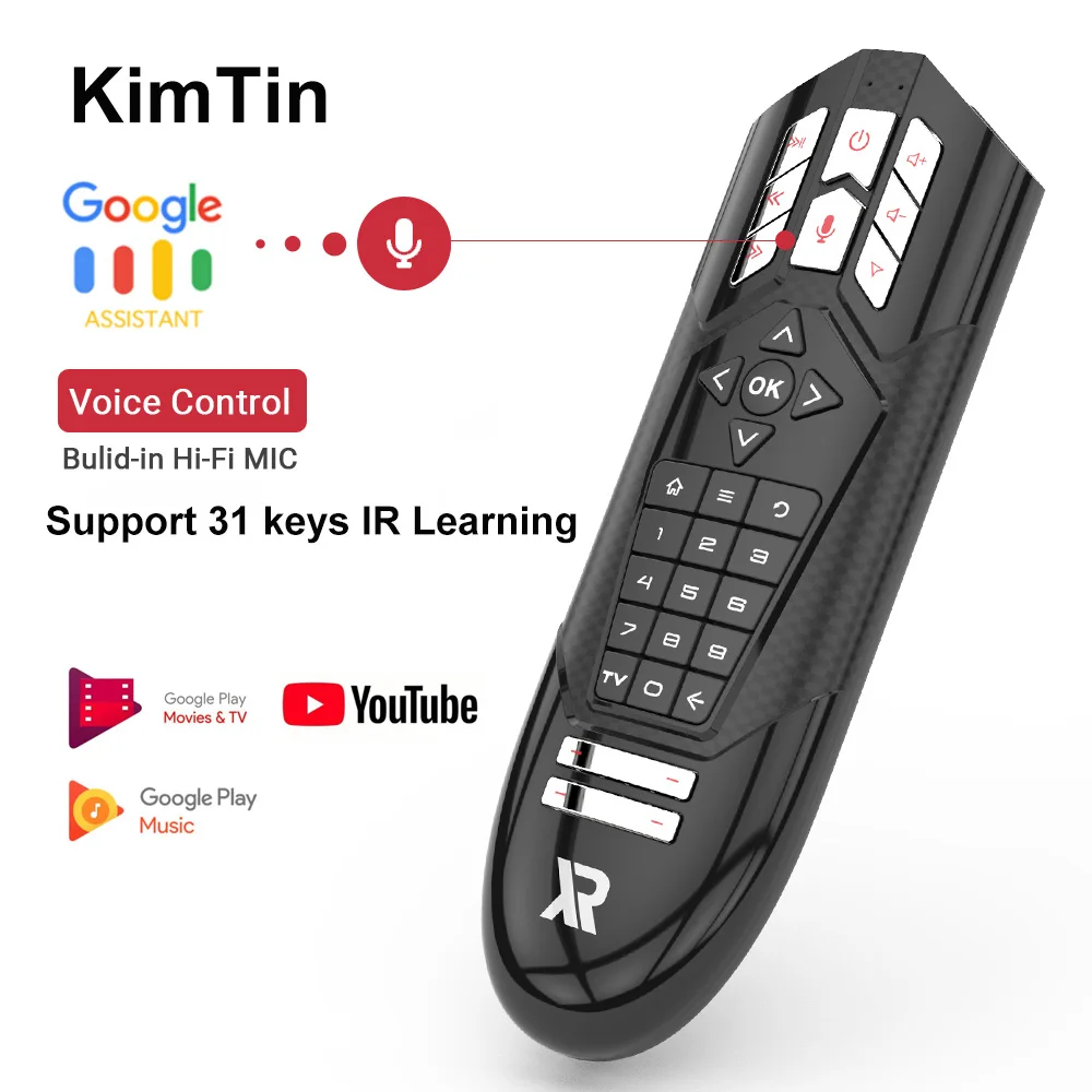 2024 XR Gyro Wireless Fly Air Mouse With Voice Control 2.4G Microphone 31 keys IR learning Remote Control For Game Andrid Tv Box