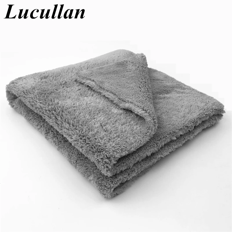 Lucullan 40x40cm 500GSM Super Soft Edgeless Microfiber Towel  Car Care Polishing Buffing Finishes Light Gray Rags