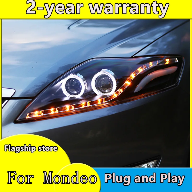 Car Styling For Ford Mondeo LED Headlight New Mondeo 2007-2012 DRL H7 D2H Hid Option Angel Eye Bi Xenon Beam car assembly