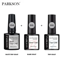 Parkson Matt Top Coat Gel Unhas Polonês Kit, Matt Brasão Base, LED UV Nail Art, Manicure Primer Mergulhe Off Suface Unhas Conjunto de Gel